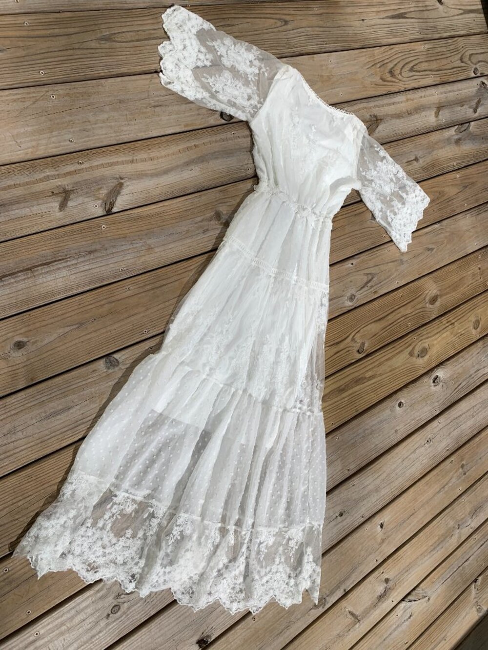 Vintage Boho Lace Wedding Dress Womens Small - Picture 2 of 16